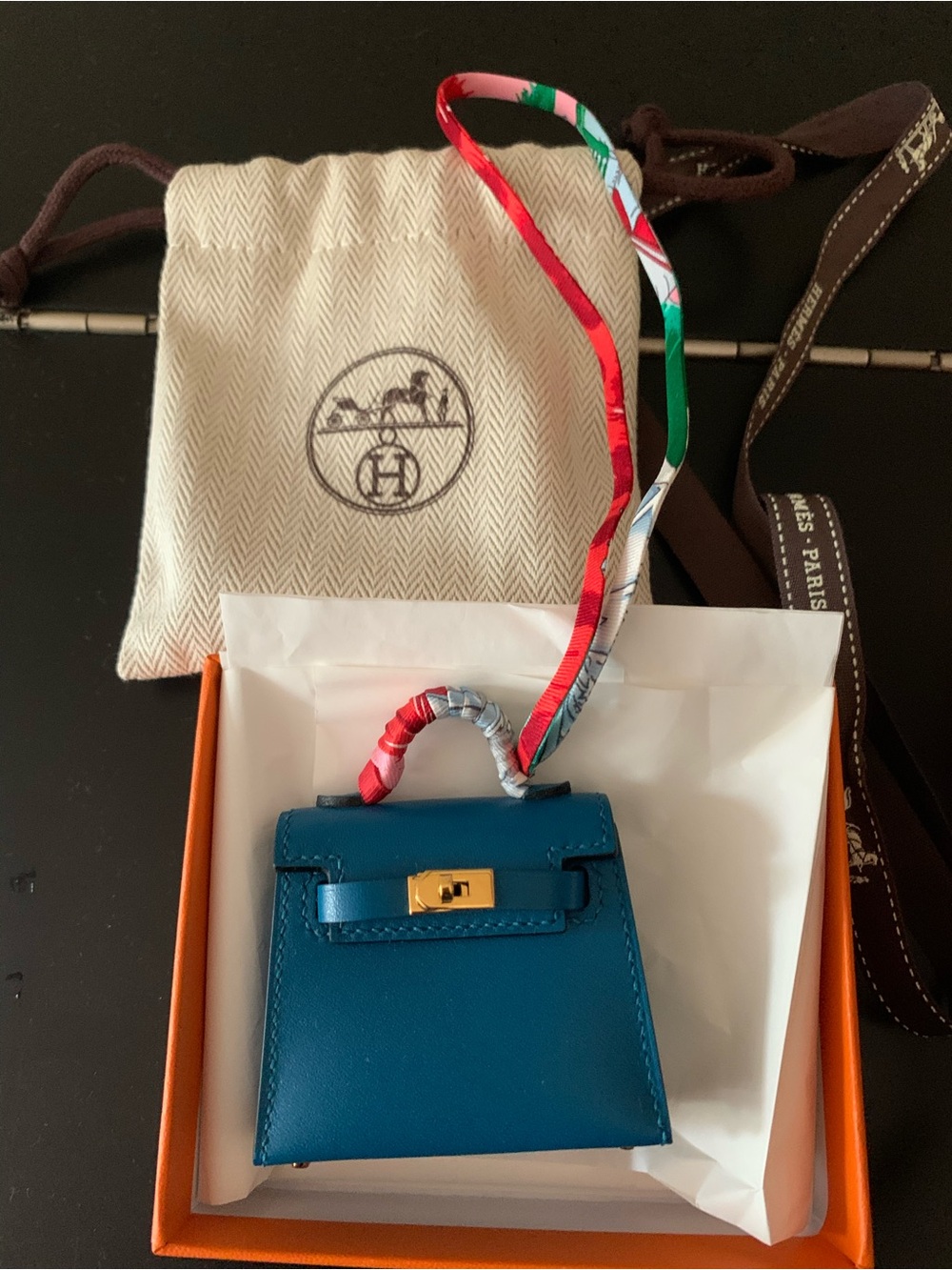 Blue Mini Kelly Twilly Bag Charm